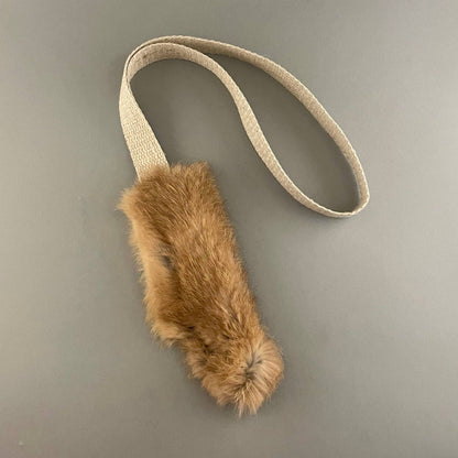 Rabbit Fur Dog Toy with Natural Hemp Handle for