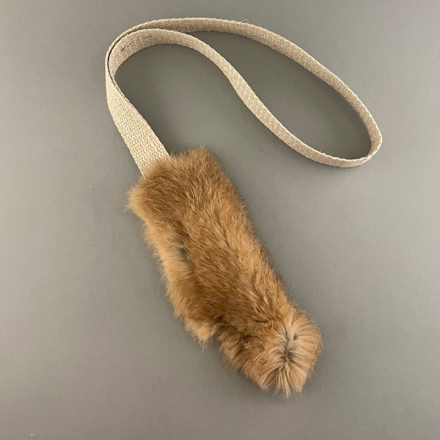 Rabbit Fur Dog Toy with Natural Hemp Handle for